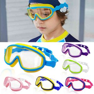 Groot frame kinderen zwembril anti -mist breed uitzicht zwemuitrusting voor jongens meisjes kinderen bril voor zwembad y220428