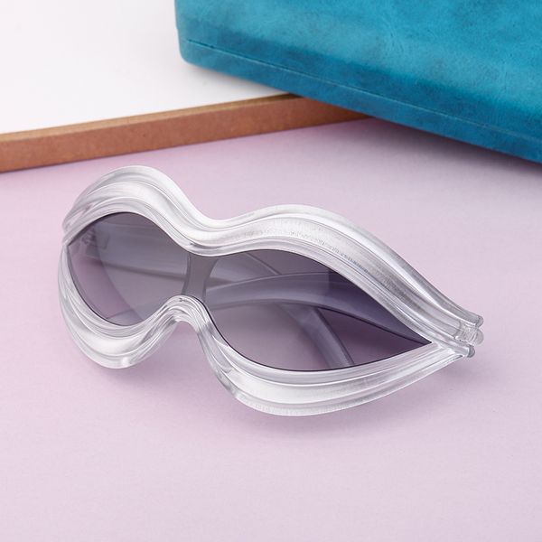 Lunettes de soleil à lentille une pièce, grande monture, nouveauté, Design de lèvres, lunettes de soleil à la mode