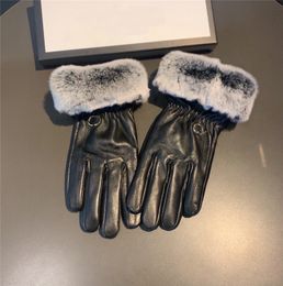 Guantes de pelo de conejo de piel grande, guantes de pantalla táctil para mujer, mitones cálidos gruesos de felpa, guantes de terciopelo para mujer