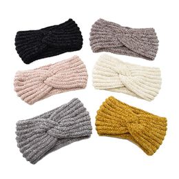 Big Girls Knitted Crochet Twist Headband Winter Ear Warmer Banda elástica para el cabello Wide Heather Beanie Cap Accesorios para el cabello