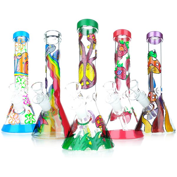 Bongs de vidrio 10 '' Base de vaso Bong Glass Agua de agua para hierbas secas Colores de vidrio Increíble Tubo de fumar tallado Bongos Vistlas frías Tuberías de agua de fumar