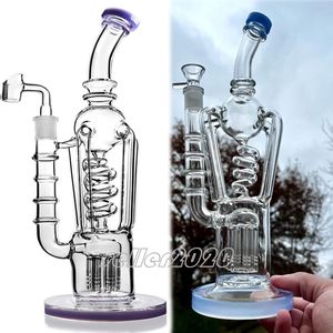 12,5 pouces percolateur eau bangs narguilés fumer tuyau brûleur à mazout unique bang congelable bobine recycleur Dab Rig