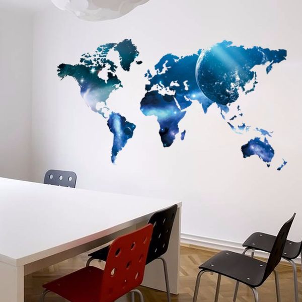 Big Global Planet World Map etiqueta de la pared Art Decal Map Pinturas al óleo 1470 Home Room office Decoración 210420