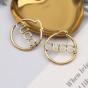 Grote Gouden Hoop Earring voor Lady Vrouwen Orrous Meisjes Oorstekers Set Designer Sieraden Oorbel Valentijnsdag Cadeau Engagement voor Bruid