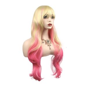 Grande poudre de gradient Long Shudder Shudder Loud Tiktok Fashion Wig Wig Female Gold Head.