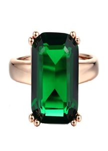 Anillos de dedo de cristal verde grande para mujer, joyería de moda, accesorios vintage para bodas y compromisos, chapado en oro rosa R7007283502