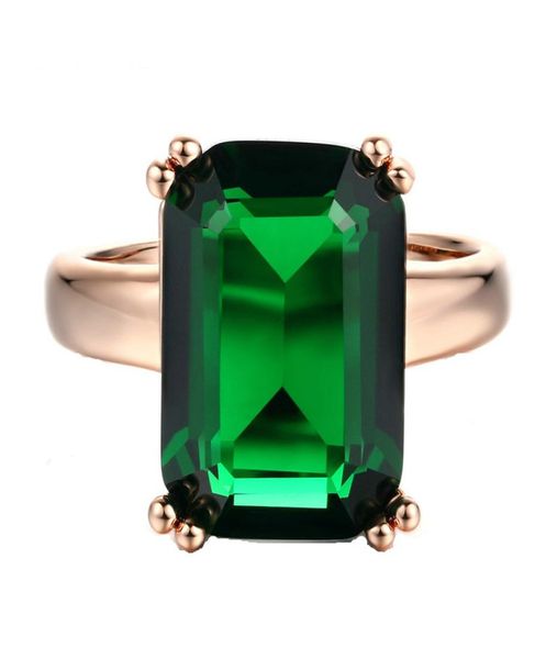 Big Green Crystal Dinger Rings for Women Fashion Jewelry Wedding and Engagement Accessoires Vintage Rose Gold R7007204096