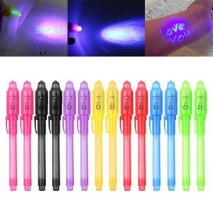 Big Head Luminous Light Pen Magic Purple 2 in 1 UV Black Light Combo Tekening Onzichtbare Inkt Pen Leren Onderwijs Speelgoed voor Kind 44 S2