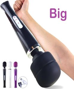Big Head Magic Wand poderosos Vibradores de masaje AV para mujeres USB Cargo G Spot Clitoris Estimulador de sexo erótico para adultos Y195811123