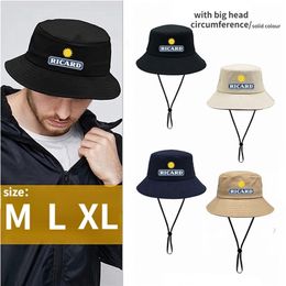 Big Head Ricard Bucket Hats XL 63 cm para hombres Mujeres Bob Summer Fisherman Hat con cuerda grande Panamá personalizado 220812