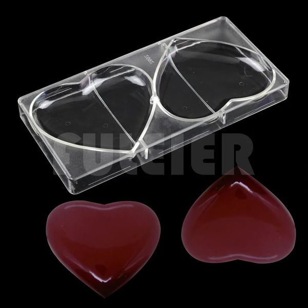 Moule à chocolat en Polycarbonate en forme de grand cœur, cadeau de saint-valentin, décor de gâteau de mariage, cuisson au chocolat, pâtisserie, bonbons, 240311