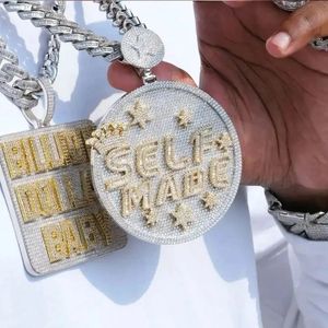 Gros lourd glacé Bling 5A cubique Zircon pavé auto-fait gravé CZ étoile pendentif collier Hip Hop hommes femmes charme bijoux 240311