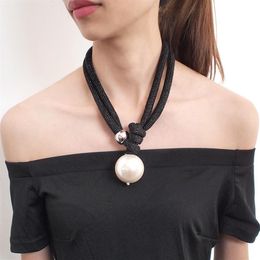 Colliers avec pendentif en Imitation de perles pour femmes, corde épaisse, réglable, ras de cou, bijoux UKMOC269R