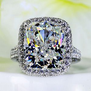 Grote sieraden vrouwen ring kussen gesneden 10ct diamant 14 kt wit goud gevuld vrouwelijke engagement bruiloft band ring cadeau