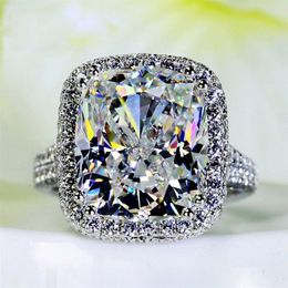 Big Jewelry Women Ring Cushion Cut 10ct Diamond 14kt Goldia de oro relleno de oro Bardo de boda Ring Gift253f