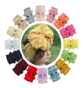 Big Lace Bow Knot Bandband Boutique Elastic Headraps for Baby Girls Wide Flow Flower Silk Hairs Bands Turban Bands3601106