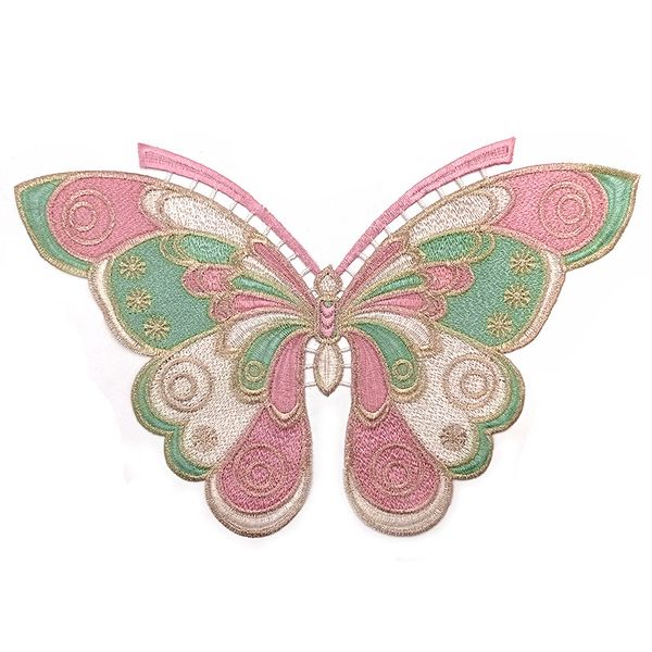 Big Lace Patchs Papillon Couture Notion Fil d'Or Brodé Applique Badge Coudre sur Patch DIY Vêtements Robe T-Shirt 37 cm x 24 cm