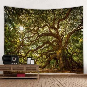 Grand paysage tapisseries arbre tapisserie nature mur suspendu plage picnic rus tente endormi tampon à la maison couvre-draps de couvre-draps couvrage r0411