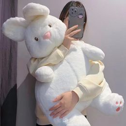 Big Lazy Rabbit Plush Dolls Soft Cute White Bunny Animal Toy Baby Sleep Kussen Kawaii Kussen Decor voor kinderen Girl Birthday cadeau 240319