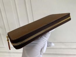 Grande Lettre Jaune Cuir véritable Fleurs marron portefeuilles design luxes Hommes Femmes sacs en cuir Haute Qualité Lettres Classiques Porte-monnaie Boîte d'origine Porte-cartes à carreaux