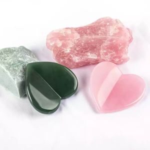 Big Love Heart 3d Gua Sha Massage Tool Natural Crystal Rose Quartz Guasha Spa Acupunctuur Schrapen genezing Jade Stone Skincare