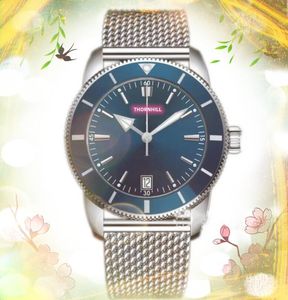 Big Lumious Dial Design horloges 42 mm kwarts chronograaf beweging mannen blauw groen kleur highd roestvrij staal mesh analoge casual polshorloge cadeaus