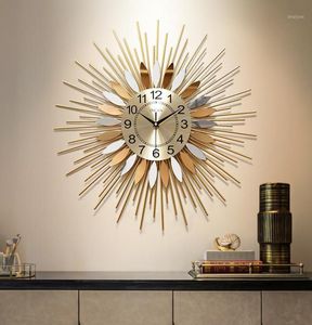 Reloj de pared grande de lujo, diseño moderno, silencioso, de Metal, creativo, grande, dorado, minimalista, para sala de estar, Klok, decoración del hogar, 15976972