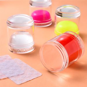 Grand tampon de modèles d'art d'ongle avec deux têtes transparentes en Silicone pour l'impression d'ongles, vernis d'estampage, outils de manucure de conception personnalisée NAP016