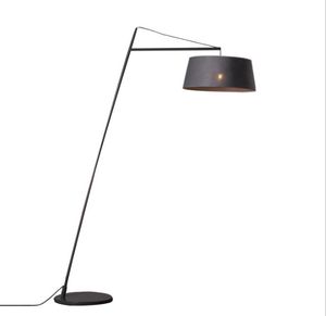 Grote Nordic Floor Lamp E27 Oppervlakte Stof Schaduw Big House Lighting Black Metal Black Shade Fashion Lighting