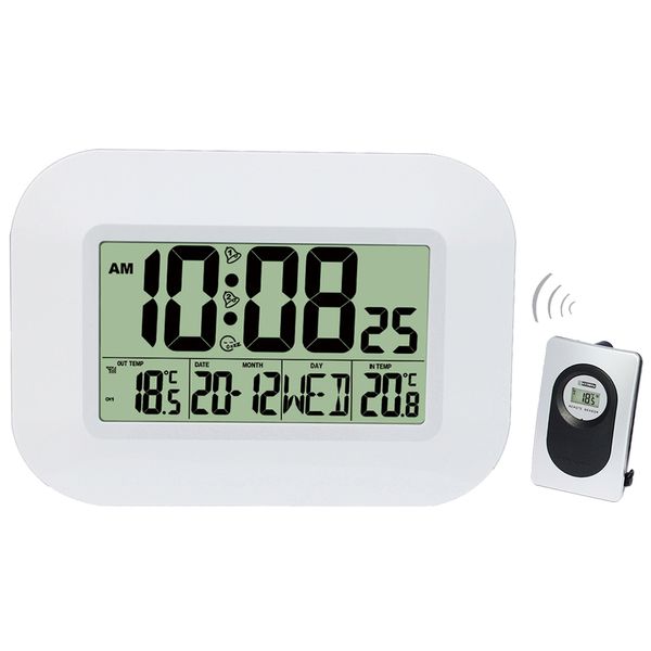 Big Numéro LCD Table d'horloge murale numérique Bureau de bureau avec température Thermomètre Humidité Hygromètre Calendrier