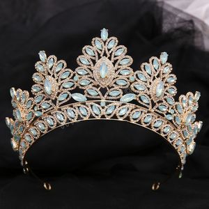 Big Opal Crystal Crowns Diadeem banket Tiaras Pageant feest trouwkostuum feest haar sieraden