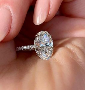 Grand ovale coupe Zircon anneau Micro pavé CZ 925 anneau pour femmes bijoux argent femme anneaux mariage 4214806