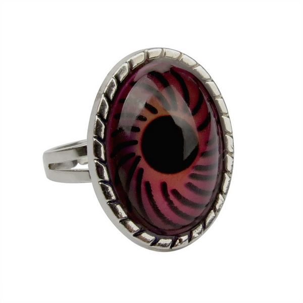 Anillo de ojo ovalado grande Cambio de color Temperatura Detección Encanto Anillos de humor Banda Joyería de moda voluntad y arena