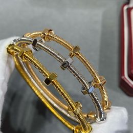 Schroef bangle diamanten 18 K goud 16-19CM officiële replica sieraden topkwaliteit luxe merk 5A armbanden klassieke stijl ADITA armband love bangl