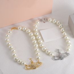 Colliers de perles à grosses perles pour femmes, collier en diamant de luxe de styliste, chaîne cadeau, fourniture de bijoux