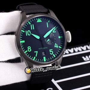 Grote Pilot 46mm IW501903 Horloges Datum Green Mark Dial Automatic Mens Horloge 7 Dag Power Reserve PVD Black Steel Case Nylon Lederen Band Sport Hallo_Watch