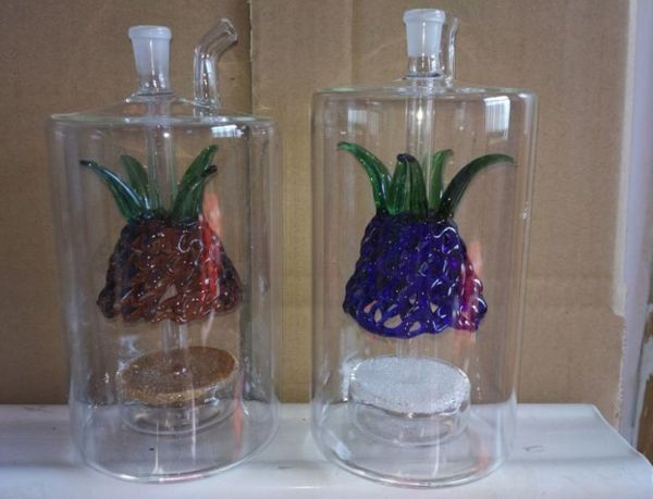 Gros tuyaux d'ananas, tuyaux en verre de brûleur à mazout conduites d'eau tuyaux en verre plates-formes pétrolières fumer avec compte-gouttes Bongs en verre Accesso