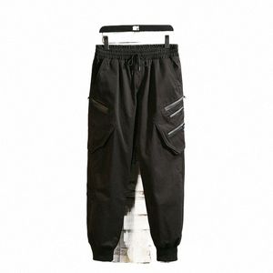 Grandes poches Hommes Pantalons Casual Cargo Noir Streetwear Jogger Pantalons de survêtement amples 5XL 6XL 7XL B4HW #