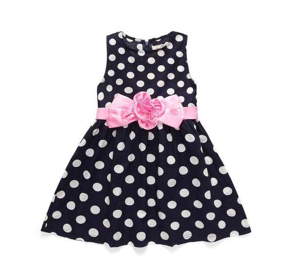 Vestido de lunares grandes para niñas, cinturones con lazo blanco y negro, diseños de fajas, vestidos de verano para niños 1t a 7t3461071