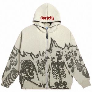 grote promoties Europa, Amerika, herfst en winter stijlen voor mannen en vrouwen Nieuwe Y2K hoodie paar lg-mouwen schedel jas traf sti r32N#