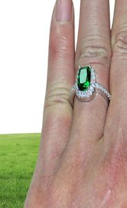 Grande promotion 3CT Real 925 Silver Ring Element Diamond Emerald Gemstone Rings for Women Whole Wedding Engagement Bijoux 7164533