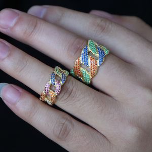 Gran promoción Moda Diseño de lujo Anillo de dedo Alta calidad Pavimentado Completo Cz Piedra Estilos punk Hip Hop Hombres Anillo para joyería de fiesta al por mayor