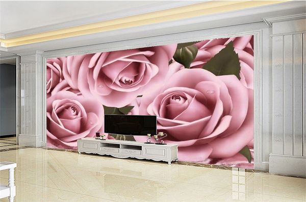 Grande promotion pour papier peint enchanteur rose rose salon chambre décorée avec un beau papier peint chaud