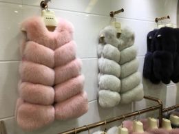Grande Promotion de luxe gilets sans manches veste femmes gonflé fourrure gilet chaud hiver faux renard gilet grande taille