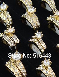 Grandes promotions 20pcs bijoux haut de gamme Zirconia Cubic 18K Gold P 2 en 1 Mariage Engagement Womens Mens Anneaux A9079733877