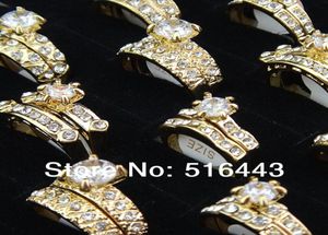 Grote promoties 20 stuks luxe sieraden Zirkonia 18K goud P 2 in 1 verlovingsbruiloft dames herenringen A9077709960