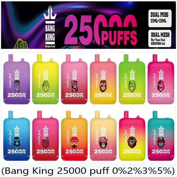 Big Puff Bang King 25000 Puffs Vape Rechargeable E Cigarettes E 25K Bobine de maille bouffante 23 ml * 2 E-liquide 25k Vaper 0% 2% 3% 5% Cigarette électronique jetable