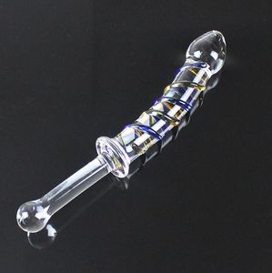 Big Pyrex Verre Gode Verre Pénis Artificiel Dick Double Extrémité Énorme Long Gode En Cristal Pénis Perles Anales Butt Plug Produits De Sexe Y185355617