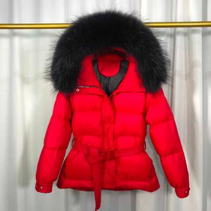 Big Real Raccoon Fur Women's Hooded Mujer Invierno White Duck Down Jacket Loose Warm Coat Down Parka Winter Coat Mujer T191125