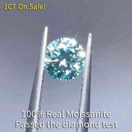 Grote Echte Steen 1CT 6.5MM Blauw-groene Losse Lab-grown Diamanten Kleur D VVS 3EX Moissanite Voor Ringen